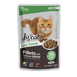 לה קט מעדן מזון רטוב פאוץ פילה עוף 85 גרם - LA CAT POUCH FILLET CHICKEN IN SAUCE 85G